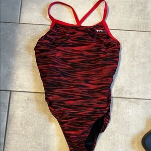 TYR Red  and Black One Piece Swimsuit - 38